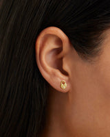 By Charlotte Crystal Lotus Heart Stud Earrings - 18k Gold Vermeil