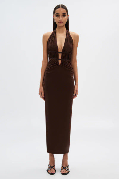 Misha The Celine Mesh Dress - Espresso