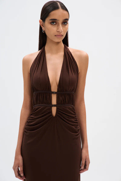 Misha The Celine Mesh Dress - Espresso