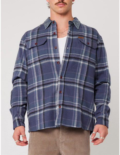 Rolla's Trailer Check Shirt - Navy