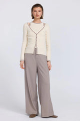 Sovere Aimee Combo Contrast Cardi - Cream