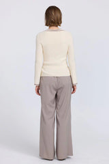 Sovere Aimee Combo Contrast Cardi - Cream