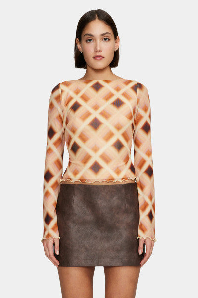 Ownley Daphne Top - Caramel Check