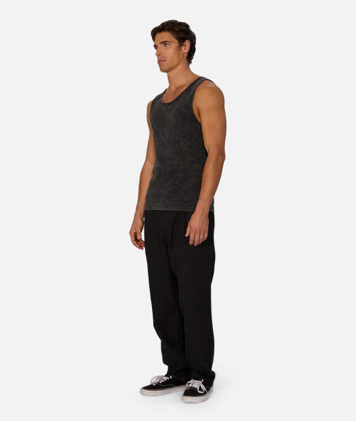 Industrie Washed Brando Ribbed Singlet - Washed Black