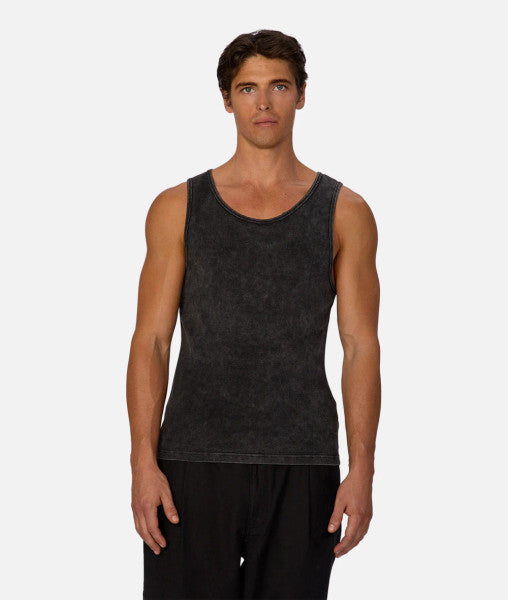 Industrie Washed Brando Ribbed Singlet - Washed Black