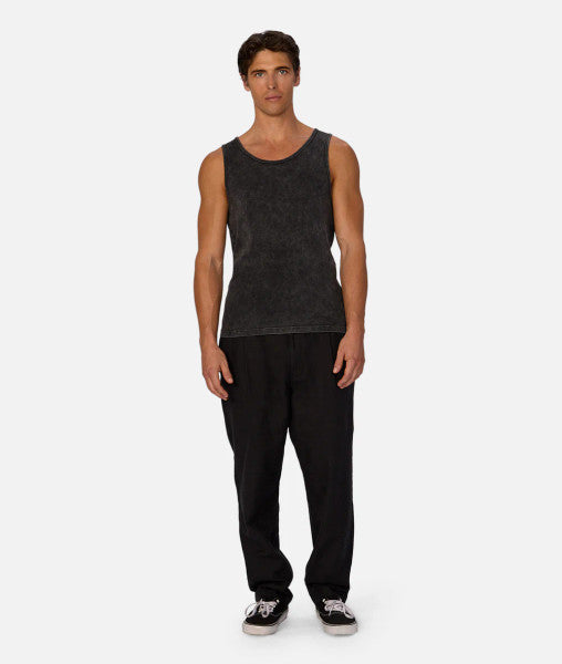 Industrie Washed Brando Ribbed Singlet - Washed Black