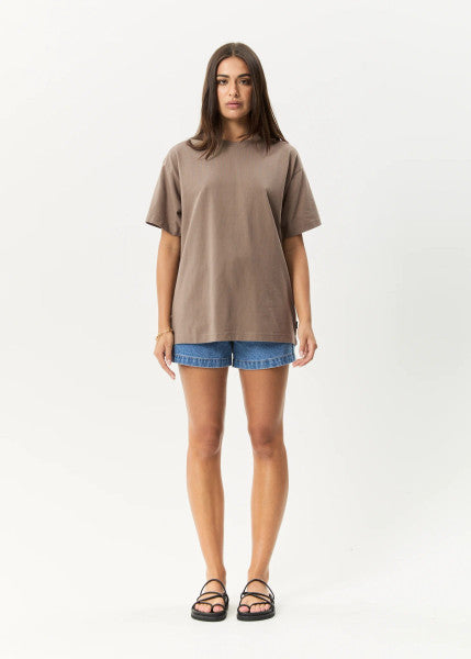 Afends Genesis Heavy Weight Boxy Tee - Fossil
