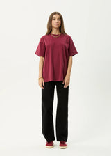 Afends Genesis Heavyweight Boxy Tee - Washed Burgundy