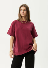Afends Genesis Heavyweight Boxy Tee - Washed Burgundy