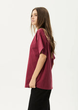 Afends Genesis Heavyweight Boxy Tee - Washed Burgundy