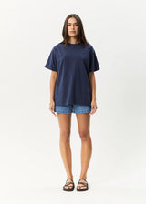 Afends Genesis Heavyweight Boxy Tee - Washed Deep Sea