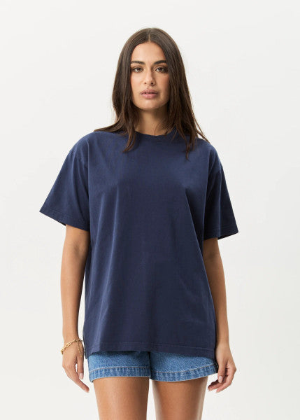 Afends Genesis Heavyweight Boxy Tee - Washed Deep Sea