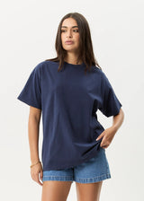 Afends Genesis Heavyweight Boxy Tee - Washed Deep Sea