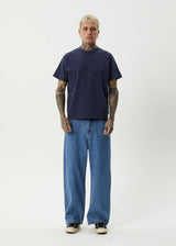 Afends Genesis Heavyweight Boxy Tee - Washed Deep Sea