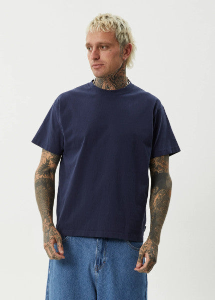 Afends Genesis Heavyweight Boxy Tee - Washed Deep Sea