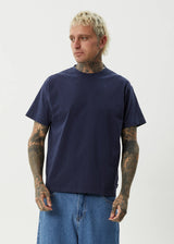 Afends Genesis Heavyweight Boxy Tee - Washed Deep Sea