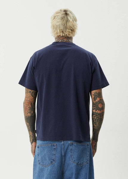 Afends Genesis Heavyweight Boxy Tee - Washed Deep Sea