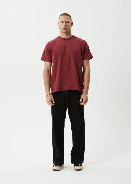 Afends Genesis Heavyweight Boxy Tee - Washed Burgundy