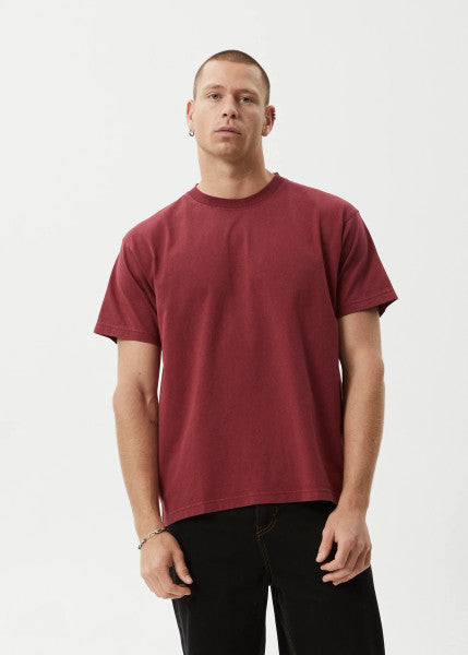 Afends Genesis Heavyweight Boxy Tee - Washed Burgundy