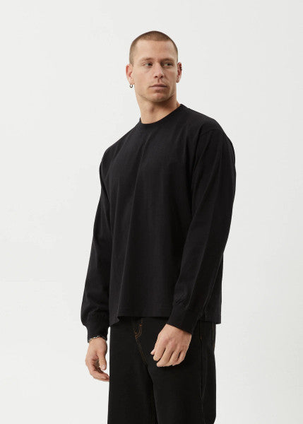 Afends Genesis Recycled Boxy Long Sleeve Tee - Black