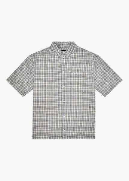 Afends Drew Seersucker Short Sleeve Shirt - Taupe Check