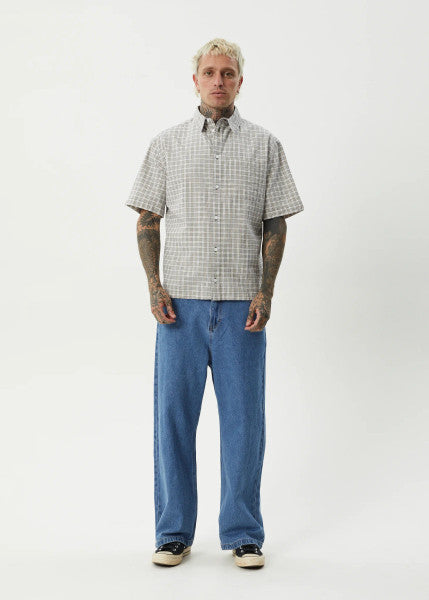 Afends Drew Seersucker Short Sleeve Shirt - Taupe Check