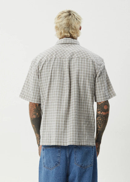 Afends Drew Seersucker Short Sleeve Shirt - Taupe Check