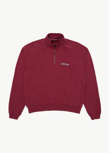 Afends Quartz Zip Raglan Crew - Washed Burgundy