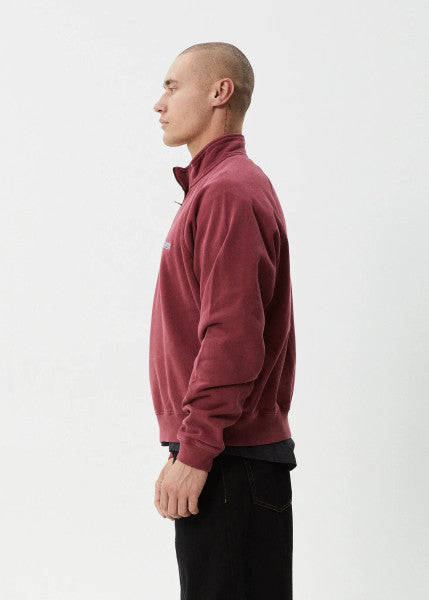 Afends Quartz Zip Raglan Crew - Washed Burgundy