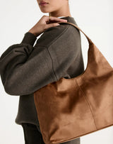 Billini Tammy Shoulder Bag - Dark Tan Suede