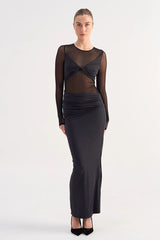 Suboo Auguste Long Sleeve Mesh Jersey Maxi - Black