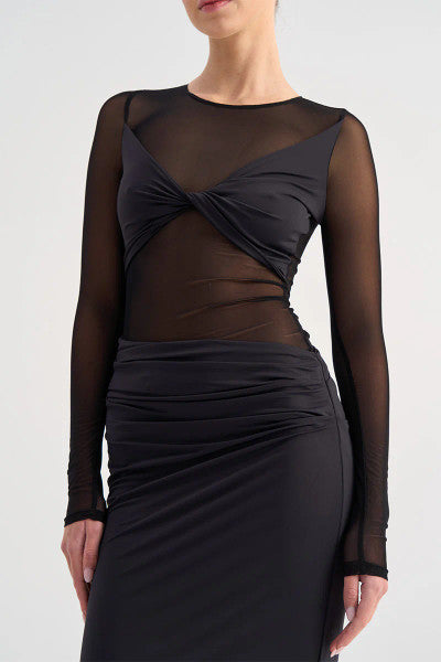 Suboo Auguste Long Sleeve Mesh Jersey Maxi - Black