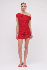Suboo Theta Crepe Jersey Off Shoulder Mini - Dark Cherry