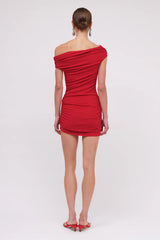 Suboo Theta Crepe Jersey Off Shoulder Mini - Dark Cherry