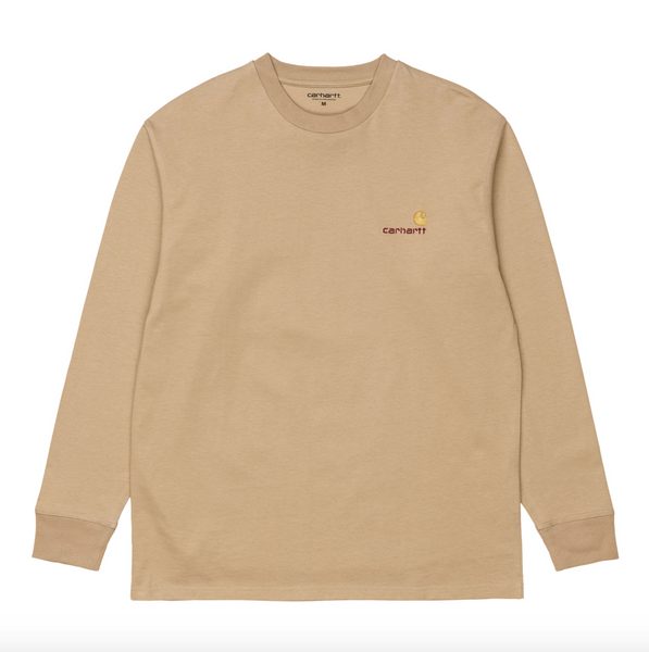 Carhartt WIP L/S American Script T-Shirt - Dusty H Brown