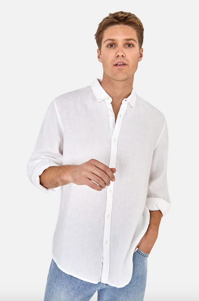 Industrie The Trinidad Linen L/S Shirt - White