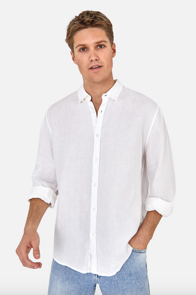 Industrie The Trinidad Linen L/S Shirt - White