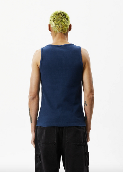 Afends Paramount Recycled Rib Singlet - Navy