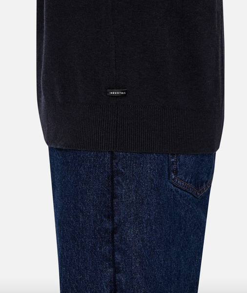 Industrie Lakewood Zip Neck Knit - Dk Navy Melange