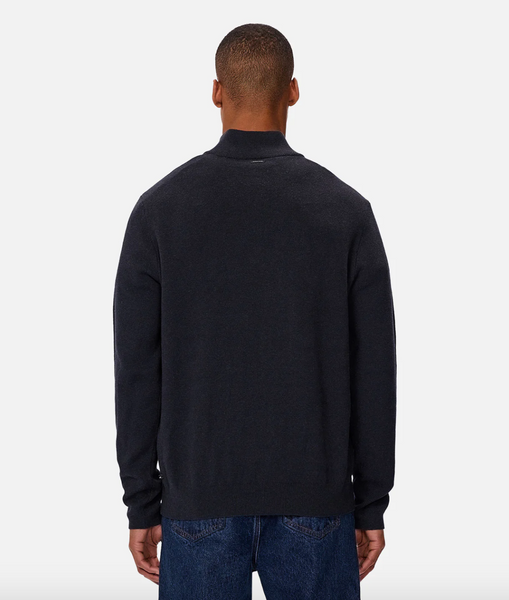 Industrie Lakewood Zip Neck Knit - Dk Navy Melange
