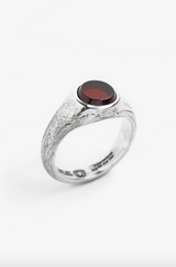 Merchants of the Sun Orbit Signet Ring - Silver/Red Garnet