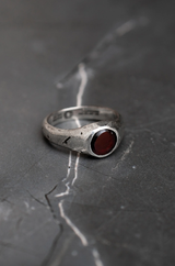 Merchants of the Sun Orbit Signet Ring - Silver/Red Garnet