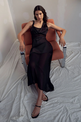 Misha Idalia Satin & Georgette Maxi Dress - Black