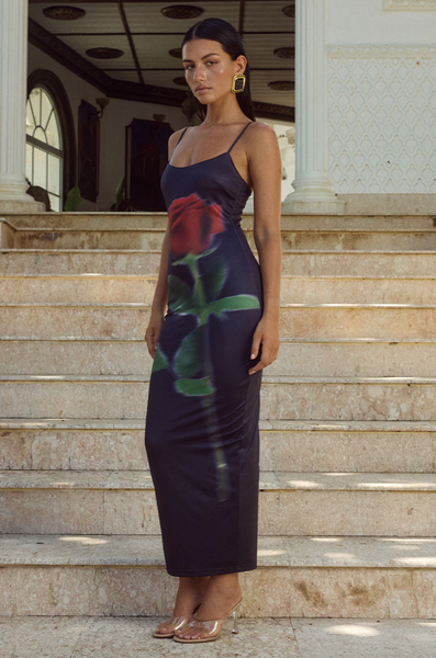 Runaway Deia Midi Dress - Black Rose