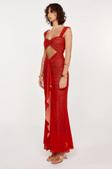 She is OLLÁ Imogen Midi Dress - Cherry Red