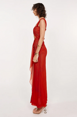 She is OLLÁ Imogen Midi Dress - Cherry Red