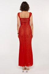 She is OLLÁ Imogen Midi Dress - Cherry Red