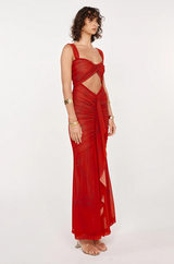 She is OLLÁ Imogen Midi Dress - Cherry Red