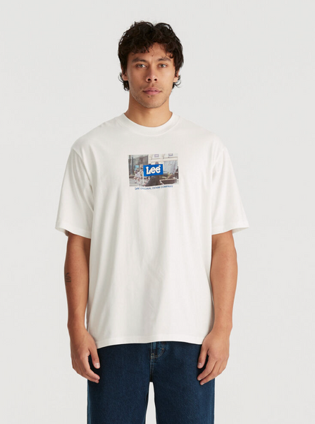 Lee Box Logo Baggy Tee - Vintage White