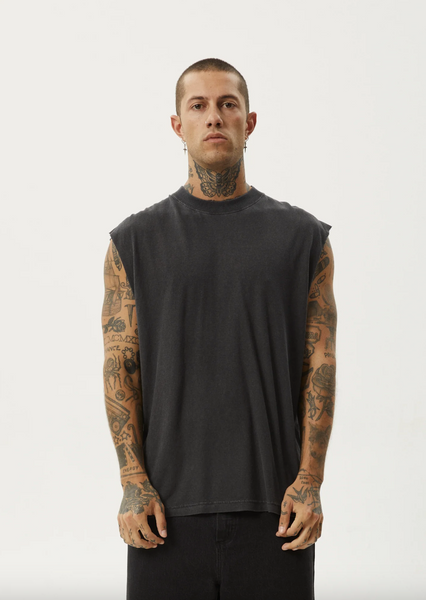 Afends Vacation Hemp Sleeveless Tee - Stone Black